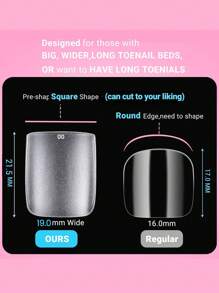 150pcs Wider Long Square Toe Nail Tips Full Cover Matte Toe Nail Press Ons Clear Soak Off Fake Toenails Extensions DIY Home Manicure Kit For Women 15 Sizes