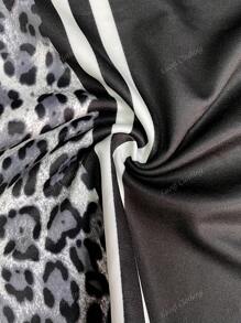 New Casual Comfy Leopard Print Round Neck Short Sleeve Top & High Waist Pocket Straight Leg Pants Set, Spring/Summer