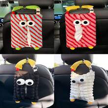 1pc-Cute Monster Pattern Car Tissue Holder/Car Seat Hanging Tissue Box/Creative Cartoon Car Interior Decoration/Bedroom Plush Tissue Box Cover For Women Storage Organizer Travel Essentials Back To School Dormitory Storage
