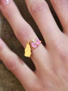 1pc Map Design 925 Sterling Silver Ring For Women, Asymmetrical Layered Rings, Lightweight Luxury Minimalist Style, Suitable For Daily Wear And Commute - Ring - View 4