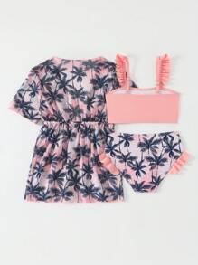Jeune fille Cardigan à manches courtes, Ensemble de maillot de bain mode pour l'été
