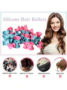 10 Piezas Rizadores de Cabello Mágicos, Set de Rizadores de Cabello de Silicona Smilco que incluye 5 grandes y 5 pequeños para Mujeres y Niñas (Rosa y Azul), [Rizadores de Cabello de Silicona Suave] Sin Calor Sin Clip, Herramienta DIY para Rizar el Cabello, No se Requiere Calor, Fácil de Usar, Suave con el Cabello, Set de Herramientas de Peinado para Tipos de Cabello Ondulado y Rizado, Accesorios para el Cabello, Vuelta al Colegio, Artículos Esenciales de Viaje y Vacaciones
