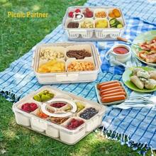 1Pack Snackle Box Container - Dishwasher Safety Divided, Serving Tray With Lid And Handle - Charcuterie Board For Portable Snack Platters - Clear Organizer For Fruits Snacks,Perfect For Road Travel,Do Not Put In The Dishwasher,Thanksgiving Gifts, Christmas Gifts, Halloween Gifts, Valentine's Day Gifts, New Year Gifts