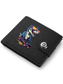 1pc Boy's Dinosaur Print Canvas Bifold Wallet - Lightweight Multi-Slot Design, Cute Animal Pattern, Black/Blue Color, Suitable For Daily Use And Gifts (Father's Day, Graduation), Fashionable Small Wallet - Multicolor - View 11