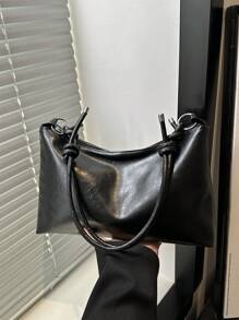 Bolso de hombro de unicolor nuevo y elegante de PU, bolso cruzado versátil con correa ajustable de estilo urbano, bolso sencillo para mujer