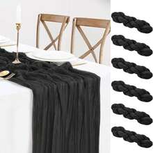 1/3/6pcs Yellow Cheese Cloth Table Runners, 10ft Long Semi-Transparent Boho Or Rustic Style Table Linens For Wedding Arch, Bridal Shower, Holiday Party Decor - Multicolor - View 44