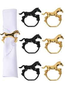 2pcs Minimalist Animal Napkin Rings - Horse Shaped Napkin Holder For Hotel, Wedding, Dining Table Decor