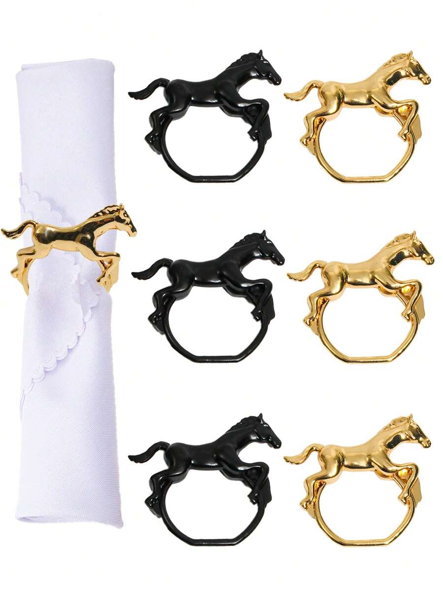 2pcs Minimalist Animal Napkin Rings - Horse Shaped Napkin Holder For Hotel, Wedding, Dining Table Decor