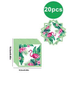 10 piezas Platos de papel con flamencos, platos de 9 y 7 pulgadas, servilletas y vasos, suministros para fiestas, decoraciones de cumpleaños con flamencos rosas para fiestas de Hawái, fiestas de cumpleaños, fiestas en la playa - Multicolor - Ver 8
