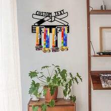 1 件定制柔术腰带奖牌展示架，个性化姓名文字奖牌展示架，铁艺家居墙面装饰挂架，适用于卧室、客厅、入口、别致秋季