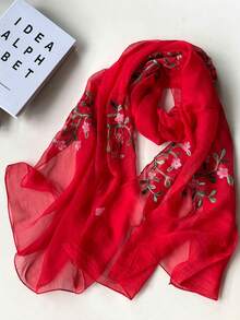 1pc Minimalist Elegant Delicate Embroidered Multi-Color Fashion Party/Travel Lightweight Scarf Shawl For Women, Spring/Summer - Multicolor - View 2
