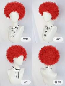 Peluca afro corta y esponjosa con flequillo, peluca de estilo hippie disco rizado sintético unisex para Halloween, Navidad, bar, club, fiesta rave, decoración, fotografía, accesorios de actuación en el escenario, opción ideal para regalos de cumpleaños, múltiples opciones de color, aspecto natural, fácil de usar