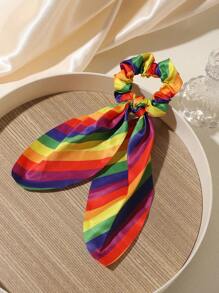 1pc Dopamine Rainbow Long Streaming Scrunchie, Casual & Versatile Women Hair Accessory, Suitable For Daily Wear & Pride Month Decoration, Great Gift Scrunchies Hair Ties Scrunchy Hair Ties