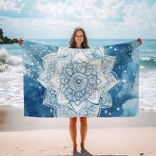 1 PC Geometric Patterns Ultra-Fine Fiber Magnetic Fixed Beach Towel, Fast Drying Super Absorbent Lightweight Travel Towel, Multi-Color Printed Swimming Towel, Camping Towel, Swimming Pool, Water Sports, Yoga, Gym, Backpack