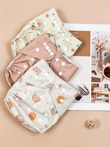 3pcs/Set Sun Pattern Waterproof Baby Cloth Diaper Baby Shower Family Decorations Gifts