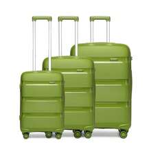 Lightweight Hard Shell Suitcase 20/24/28 Inch Or 3 Piece Set With Spinner Wheels TSA Lock Cabin Carry On Check In Travel Trolley For Holiday - Green - View 3