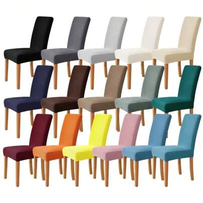 1PC Jacquard Dining Chair Cover Elastic Chair Covers Solid Color Seat Slipcovers Universal Size For Dining Room Kitchen Home Decor