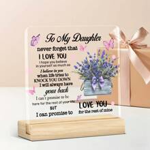 1 pièce Plaque acrylique avec citation inspirante sur support en bois - Cadeau du cœur pour la fille de la part de la mère ou du père, décoration émotionnelle pour la maison ou le bureau, parfait pour la remise des diplômes, l'anniversaire, Noël