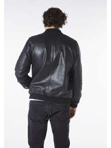 Bolongaro Trevor Real Leather MA1 Bomber Jacket - Black - View 5