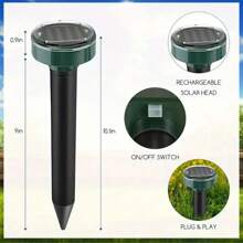 2 pièces Répulsif anti-nuisibles à énergie solaire - Rongeurs, taupes, serpents répulsif, contrôle des nuisibles pour jardin, cour, ferme, pelouse, dissuasif pour les chats
