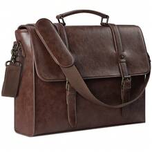 NEWHEY 15.6 Inch Vintage Waterproof Genuine Leather Messenger Bag, Large Capacity One Shoulder Bag, Retro Office/School Laptop Bag For Men