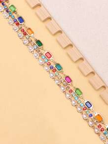1pc Bling Crystal & Pearl PU Rope Metal Chain Hat Strap Charm, Fashionable Versatile Hat Accessories