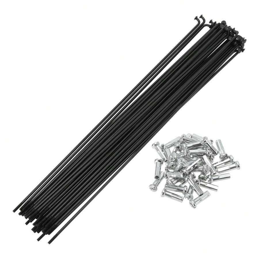 Bicycle Spokes Carbon Steel Bike Spoke With Nipples For Most Bicycle - أسود 210 مم 14G 36 قطعة من الفولاذ الكربوني - مشاهدة 1