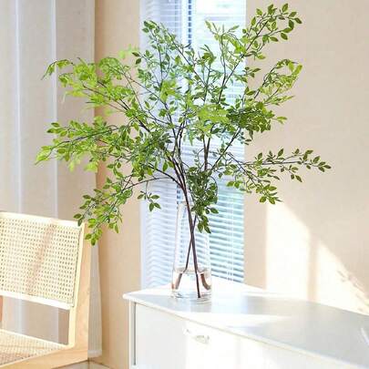1件/2件/3件套装，人造现代简约竹叶装饰，不褪色塑料假植物叶子，适合室内外家居装饰，可用于书桌、办公桌、卧室、客厅、书房、厨房、浴室、壁炉、入口、阳台、办公室、门装饰等。