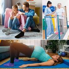 ELUTONG Anti Slip Non Skid Slipper Yoga Socks With Grips Sticky Home Hospital Athletic Socks For Adult Womens - #1 黑色+灰色+紫色+粉紅色 - 查看 3