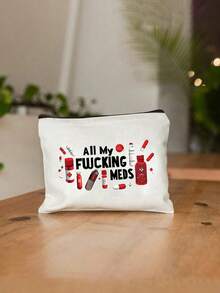 Medical Pattern Makeup Bag; Cute Makeup Bag; Medical Package; Girl Travel Makeup Storage Bag; Cosmetics Storage; Drug Storage; Portable Design; Protecting Cosmetics; Classified Storage; Fashion Accessories: Items That Combine Practicality And Aesthetics, And Can Be Used As Fashionable Accessories - Multicolor - View 3