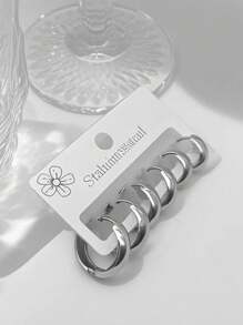6pcs High-End Simple Stainless Steel Hoop Earrings Six Pieces Set Combination Set