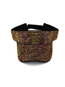 1pc Handmade Rhinestone Embellished Solid Color Sun Hat For Women