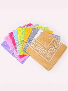 10/5pcs Polyester Cashew Flower Bandana, Unisex Hiphop Outdoor Cycling Headwrap Scarf, 52*52CM Large Handkerchief