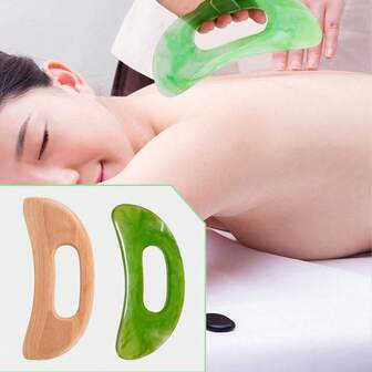 1 件树脂颈部刮痧按摩板榉木刮痧板带刮痧器适用于腹部、背部、四肢、经络和全身 SPA 美容的专用工具