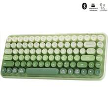 BOW BOW Bluetooth Tri-Mode Wireless Keyboard Colorful 85 Round Keycap Rechargeable Compact Mute Keyboard For Computer/Desktop/Laptop-Green