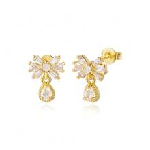 TUANZISP 22pcs Set Women's Gold Plated Copper Stud Earrings With Zirconia, Butterfly, Heart, Star, Crown, Snowflake, Geometric Designs, Versatile Fashion Jewelry, Elegant Vintage Luxury Gift For Women
