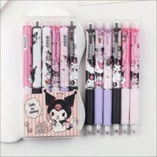 Sanrio 6pcs Sanrio Cartoon 0.55mm Ballpoint Pens With Hello Kitty, Kuromi, Melody Designs, Quick-Drying Ink, Children's Gift/Ballpoint Pen, School Supplies, Anime Cartoon Stationery, College Style Stationery, Hello Kitty Supplies>Children's Writing Tools, Kuromi Office Supplies