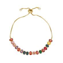 1 pieza Pulsera de acero inoxidable con piedra de circonita de color ovalada, de estilo minimalista y elegante, apta para citas, fiestas y atuendo de trabajo - Pulsera de 1 - Ver 13