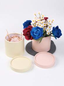 1pc Flower Packaging Round Box, Valentine's Day Luxury Paper Box With Lid, Gift Box, DIY Decoration Jewelry Storage Accessories For Weddings, Valentine's Day, Birthdays, Mother's Day, Christmas, Halloween