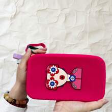 Beautiful Girl Print Silicone Cosmetic Bag, Makeup Brush Clutch Bag, Portable Waterproof Card/Passport Holder, New Style Tote Coin Purse,For Holiday Beach, Bathroom Collection, Bedroom Collection, Large Capacity