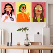 1 Pc Optional Frame Posters Wall Arts Vintage Colorful Funny Home Bathroom Girl Room Wall Decor Paintings Fruit Banana Peach Red Wine Sexy Woman Canvas Posters Wall Print Art, Wall Art With Frame