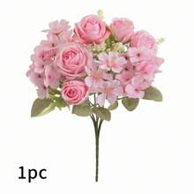 1/4 peças Buquê de Flores Artificiais Realistas, Buquês Reutilizáveis de Rosas Falsas, Crisântemos, Hortênsias com Haste, Decoração de Mesa de Sala, Arranjos Florais Artificiais, Decoração de Jardim Exterior, Decoração de Casamento Chá de Panela, Outono - Sem Recipiente