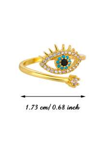 Vintage Evil Eyes Stainless Steel Rings, Cubic Zirconia Gold Color Anti Fading Open Ring For Women, Aesthetic Wedding Party Jewelry Vacation Accessories, Gifts For Mom/Best Friends