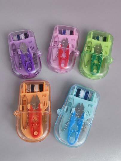 1 Set [Kit de Costura de Viaje] Kit de Costura de Viaje Compacto | Incluye Agujas, Hilos, Tijeras y Artículos de Reparación de Emergencia | Bolsa de Aguja de Coser a Mano y Hilo, Juego de Costura Portátil Miniatura en Varios Colores