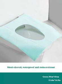 10 pièces Housse de siège de toilette jetable, grande couverture de siège de toilette en papier imperméable emballée individuellement, accessoires de voyage pour adultes, pour les toilettes publiques/avion/hôtel, décoration de salle de bain bleue/verte/rose