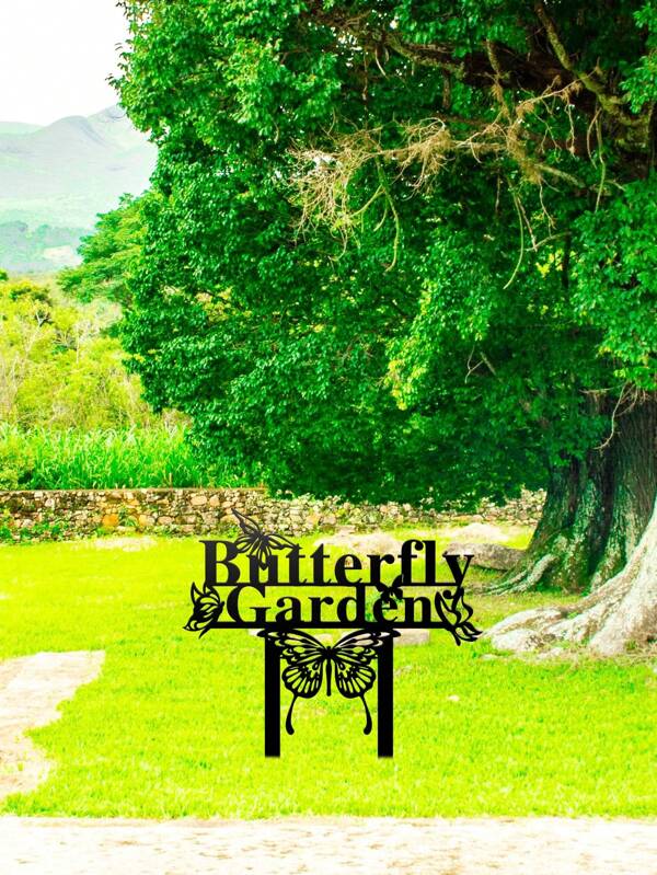1pc Butterfly Garden Stake, Cute Hollow Line Butterfly Design, Garden Decor Stake, Front Door Decoration, Suitable For Outdoor Garden