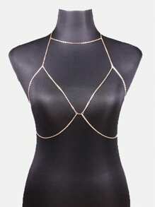 1 pieza Cadena para el pecho de moda sexy de Europa y Estados Unidos, accesorio de lencería sexy de cadena corporal de verano con diseño geométrico de alta gama para sesiones fotográficas callejeras
