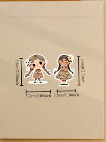 17 pezzi/18 pezzi Adesivi decorativi d'arte, ragazza divertente e vivace con trecce a doppia ciambella/lettrice gotica, adatti per scrapbooking artigianale, album, pianificatore, diario, cancelleria vintage, ideali per ritagli, diari, laptop, progetti fai-da-te