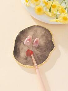 1 pieza Paleta de exhibición de colores de uñas personalizada de resina, Tablero de muestrario de colores de uñas de resina con apariencia de ágata redonda, Herramienta de mezcla de esmalte de uñas, Adecuado para mujeres y niñas