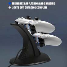 Estación de carga del controlador de Playstation5, soporte de carga dual para controladores de Playstation 5, con protección de carga, chip inteligente incorporado que proporciona protección contra sobrecarga y sobrecalentamiento, con cable de carga tipo C